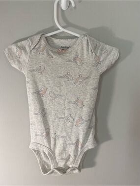 Carter's Grey Bird-Print Baby Onesie